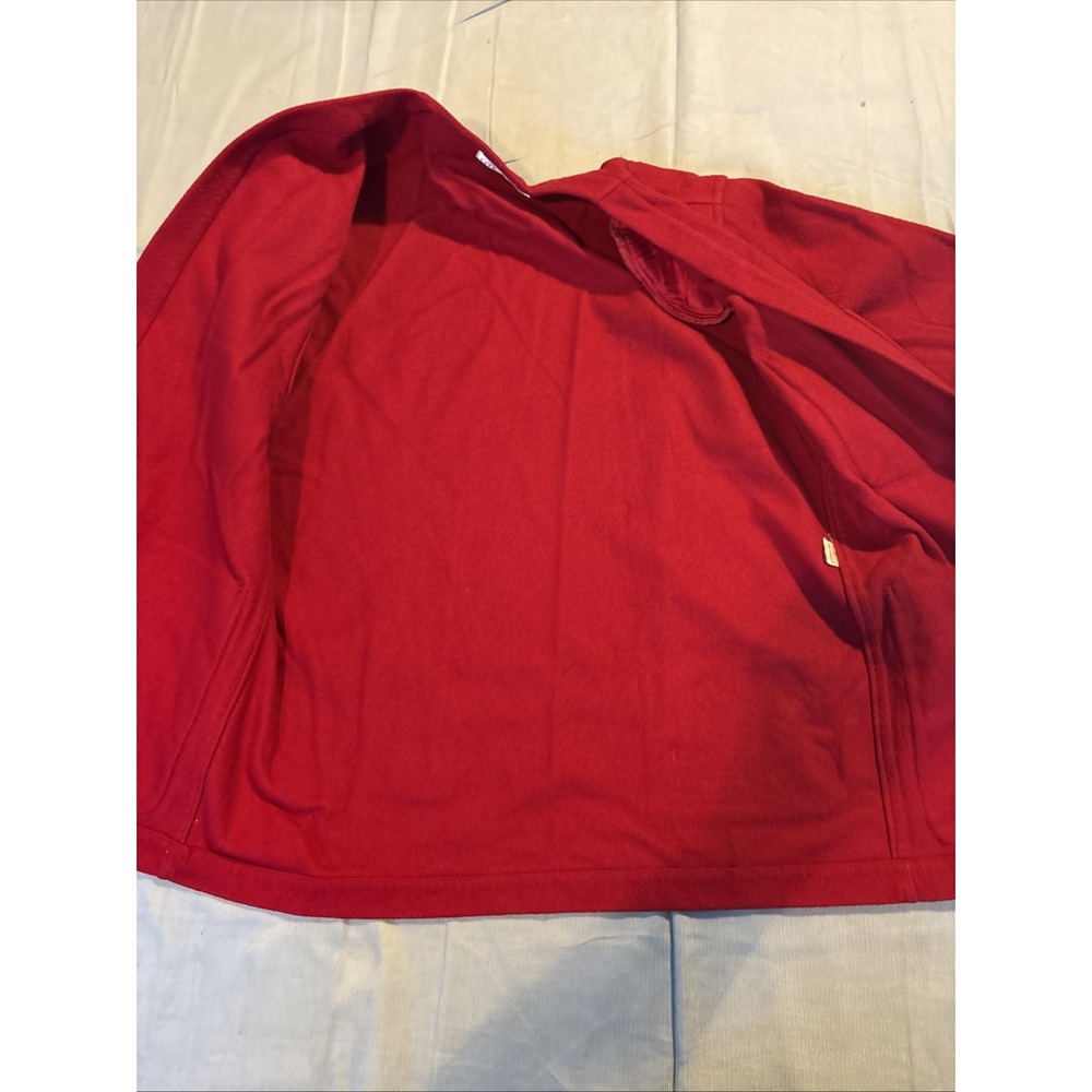 Linda Allard for Ellen Tracy Red 100% Wool Open Front Cardigan Jacket Womens 8 - Picture 2 of 12
